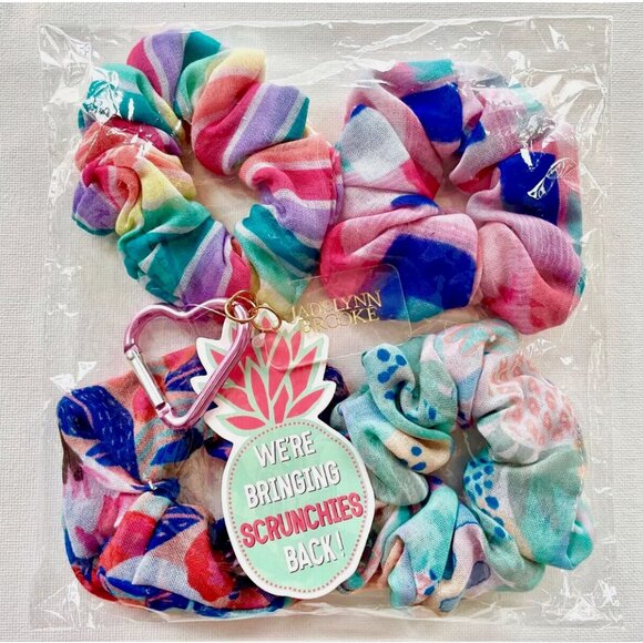 NWT! NEW! 4 JADELYNN BROOKE 3 HAPPY HOOLIGANS SCRUNCHIES PACK RAINBOW HAIR TIES - Picture 2 of 11